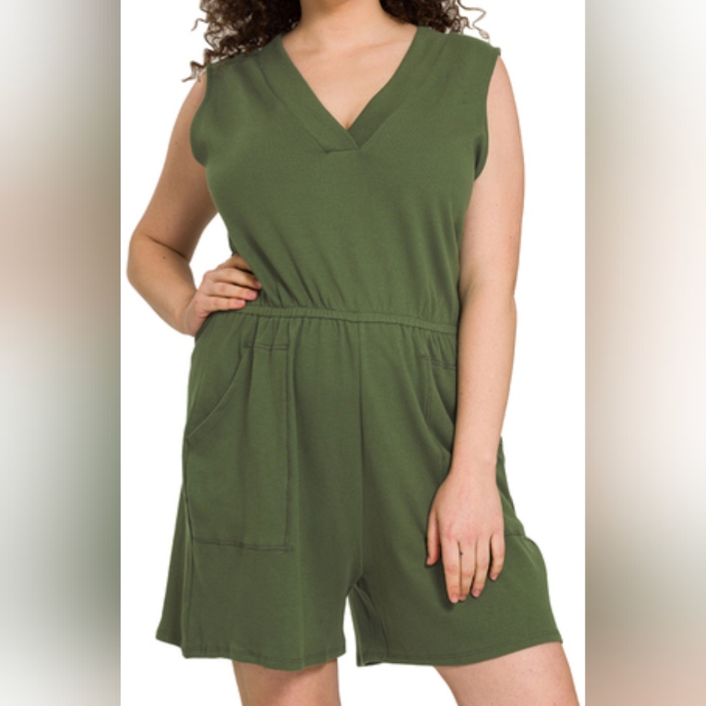 Zenana cotton romper with pockets